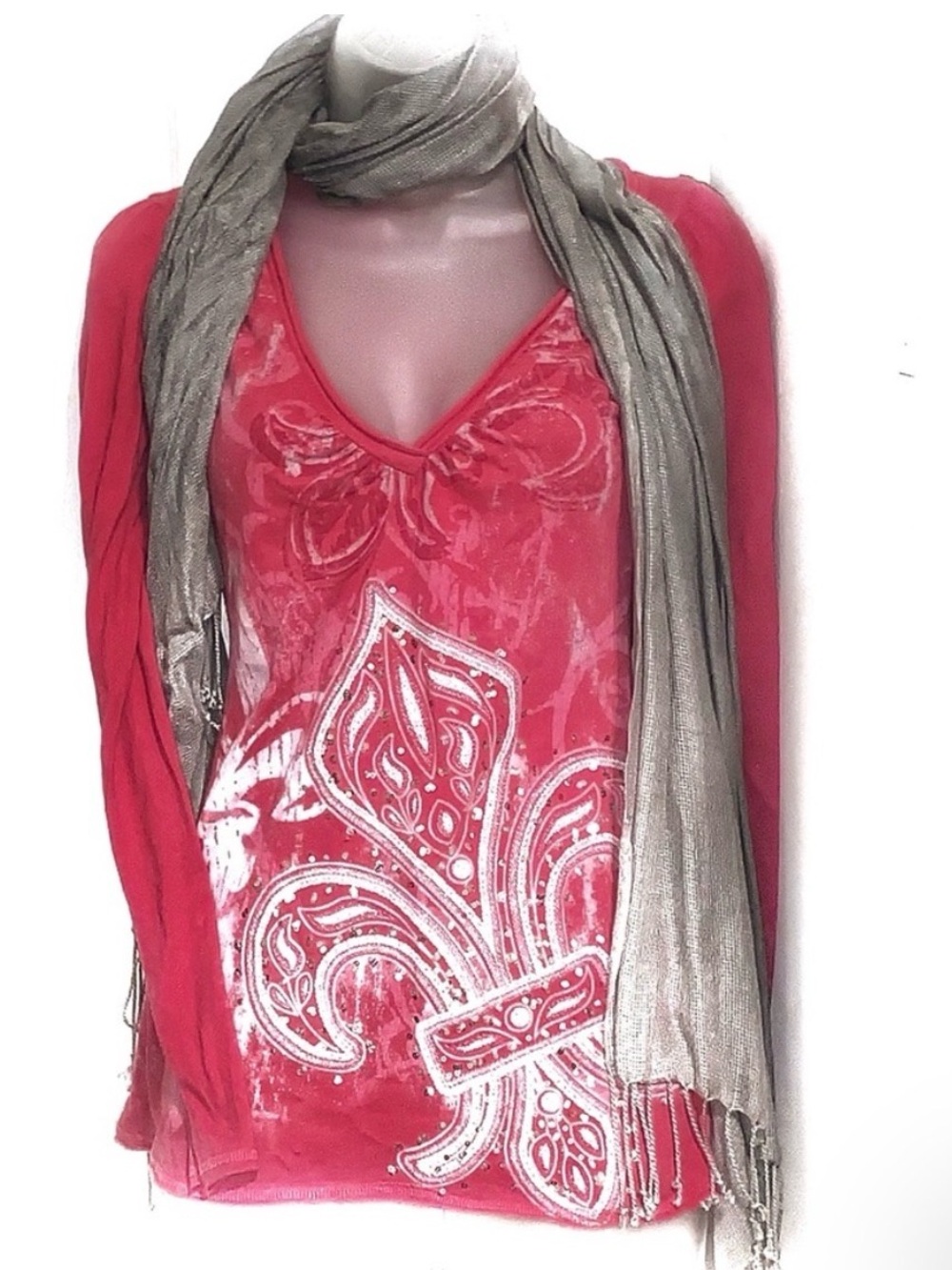 Y2K Anchor Blue Sequin Tattoo Style Long Sleeve Top Pink Grunge Punk Casual Fun